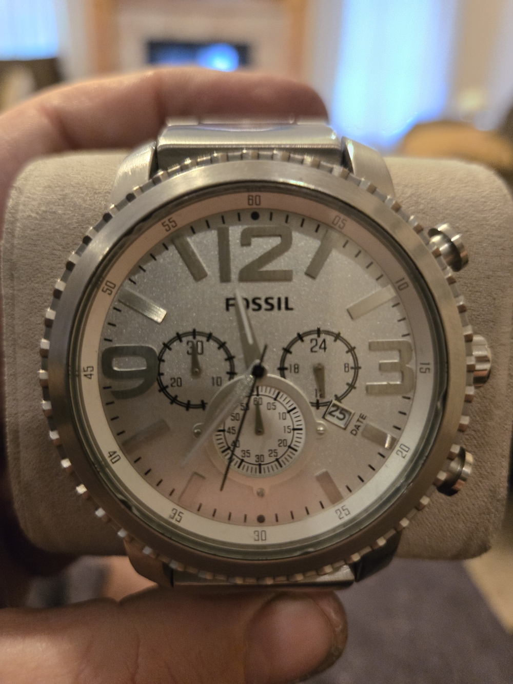 Fossil Men's Silver-Tone Stainless Steel Chronograph Watch